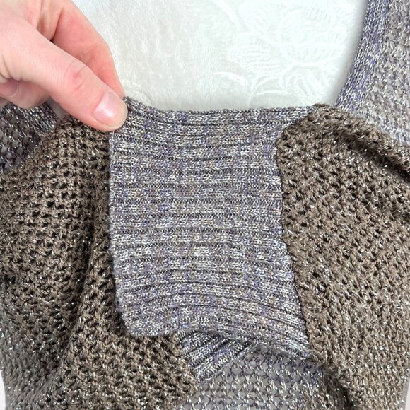 Metallic Open Knit Tunic Sweater M/L Made In USA - Picture 8 of 9